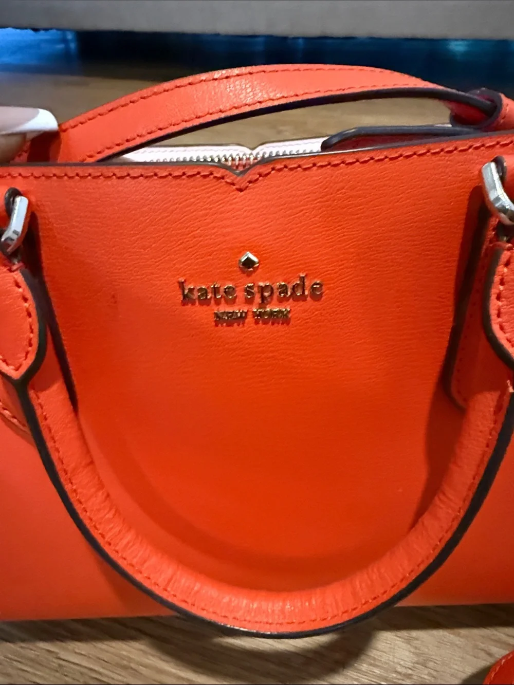 kate spade hot orange Leather Satchel with Crossbody Strap